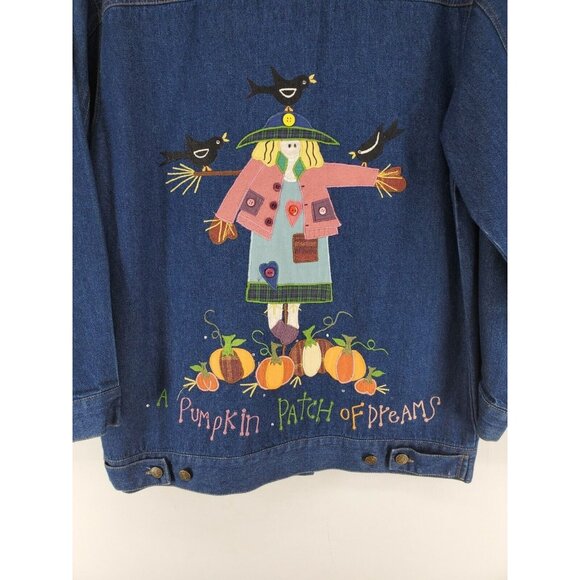 Quacker Factory Denim Jacket Women's Size Medium Autumn Embroidery - Picture 5 of 7